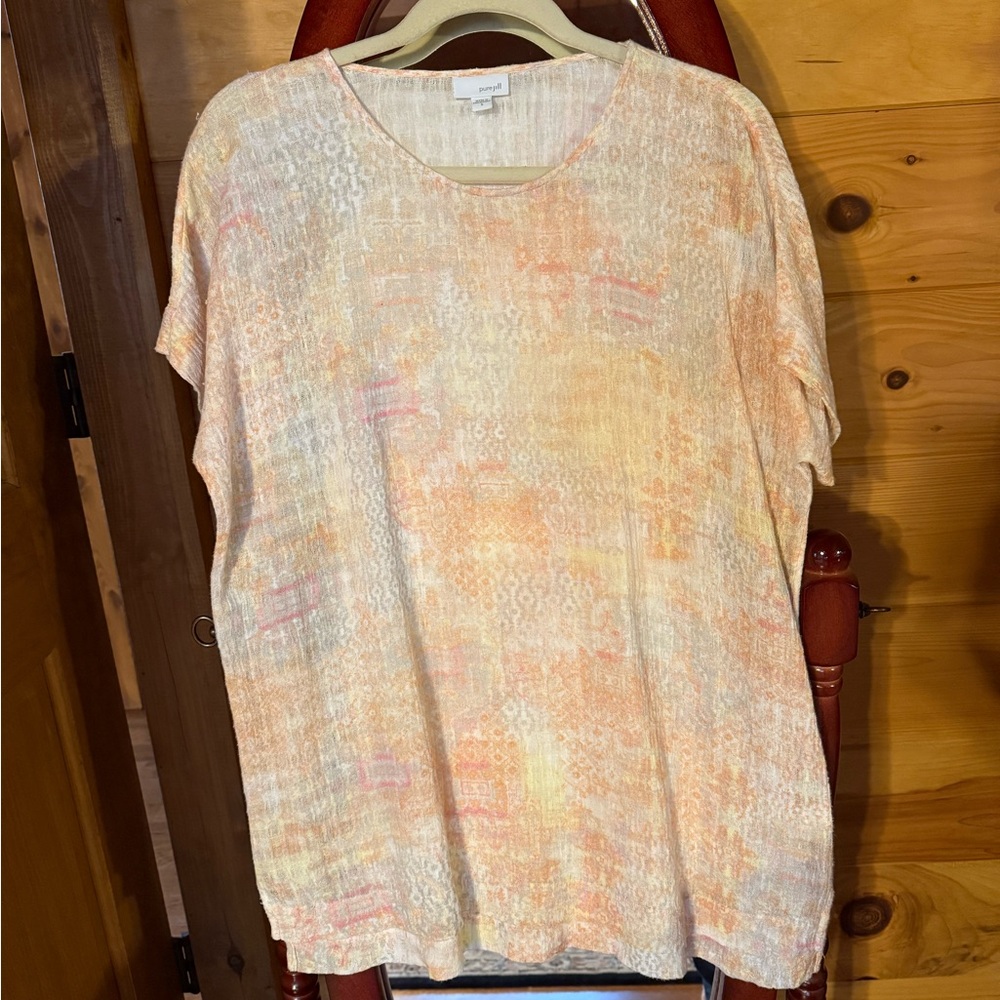 Jjill Pure Jill linen and cotton sheer tunic top.